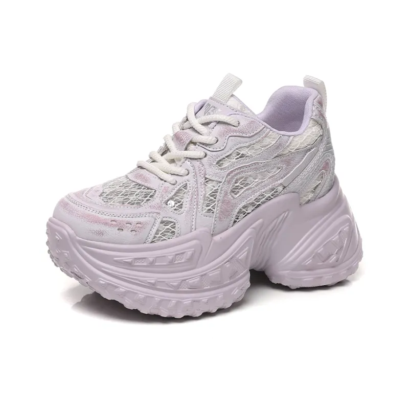 NRDROFFICIAL Cushioning Abrasion Resistant Lightweight Breathable Slip Resistant Low Top Chunky Sneakers Women's-6