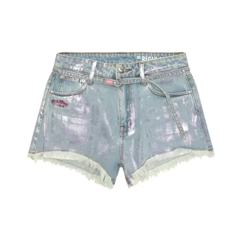 Aape SS25 Denim Shorts Women's Blue Pink