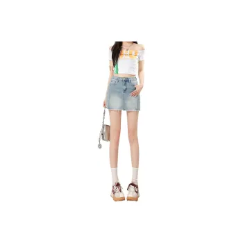 7 SEVFUN Denim Short Skirts Women's Light Blue