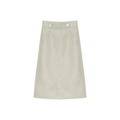 SOLIGHTER Casual Long Skirt Women's Beige Green