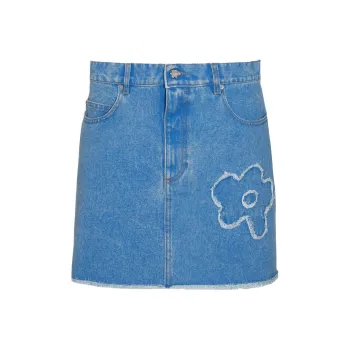 MARNI Floral Embroidered Denim Skirt