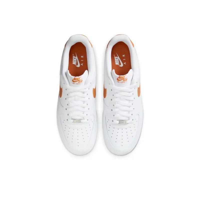 Nike Air Force 1 Anti Slip Wear Resistant Low Top Skateboard Shoes Men's White Orange-4