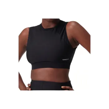 Speedo Women's Solid Short Sleeve Crop Top Sport Vests Women's Black