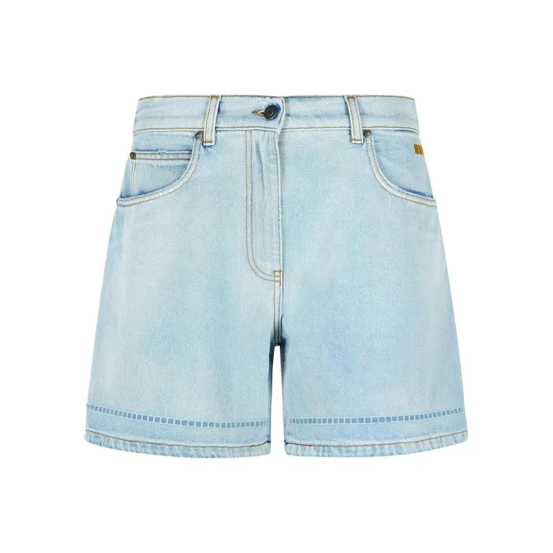 MSGM Logo Patch Denim Shorts-0