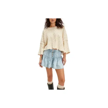 FREE PEOPLE We The Free Roselle Denim Mini Skirt Denim Short Skirts Women's Going Steady Blue