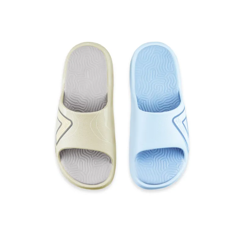 PEAK Tai Ji1.0 Quiet Slip Resistant Abrasion Resistant Slide Slippers Unisex Beige Blue Mismatched-2
