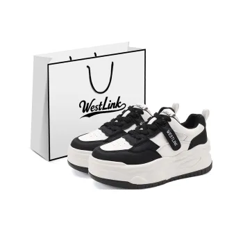 WESTLINK Lightweight Breathable Height Increasing Low Top Skateboard Shoes Women's Black/White