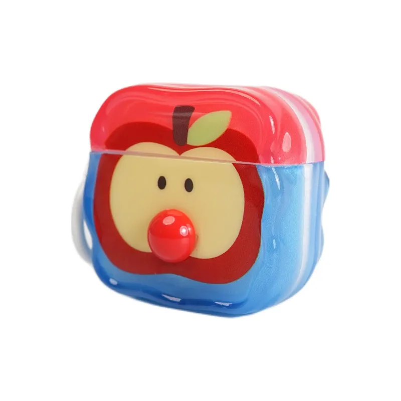 Wei Xin Compatibility  Apple AirPods 4/2/3/4th Generation/AirPods Pro/Pro 2 TPU Blue Base Red Apple Headphone Cases-3