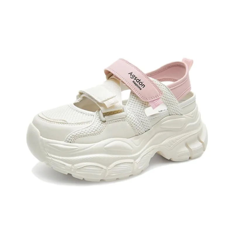 AGSDON Lightweight Breathable Height Increasing Low Top Chunky Sneakers 7.5cm Women's-8