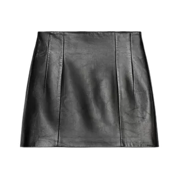 ZARA ZW Series Leather Short Skirts Women's Black