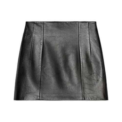 ZARA ZW Series Leather Short Skirts Women's Black
