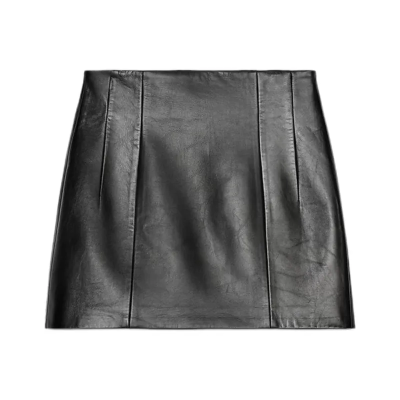 ZARA ZW Series Leather Short Skirts Women's Black-0