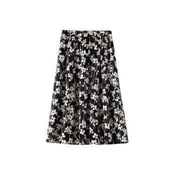 YIRANCHUN Casual Long Skirt Women's Waterweed Flower