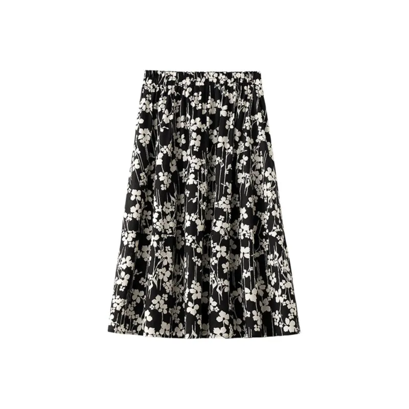 YIRANCHUN Casual Long Skirt Women's Waterweed Flower-0