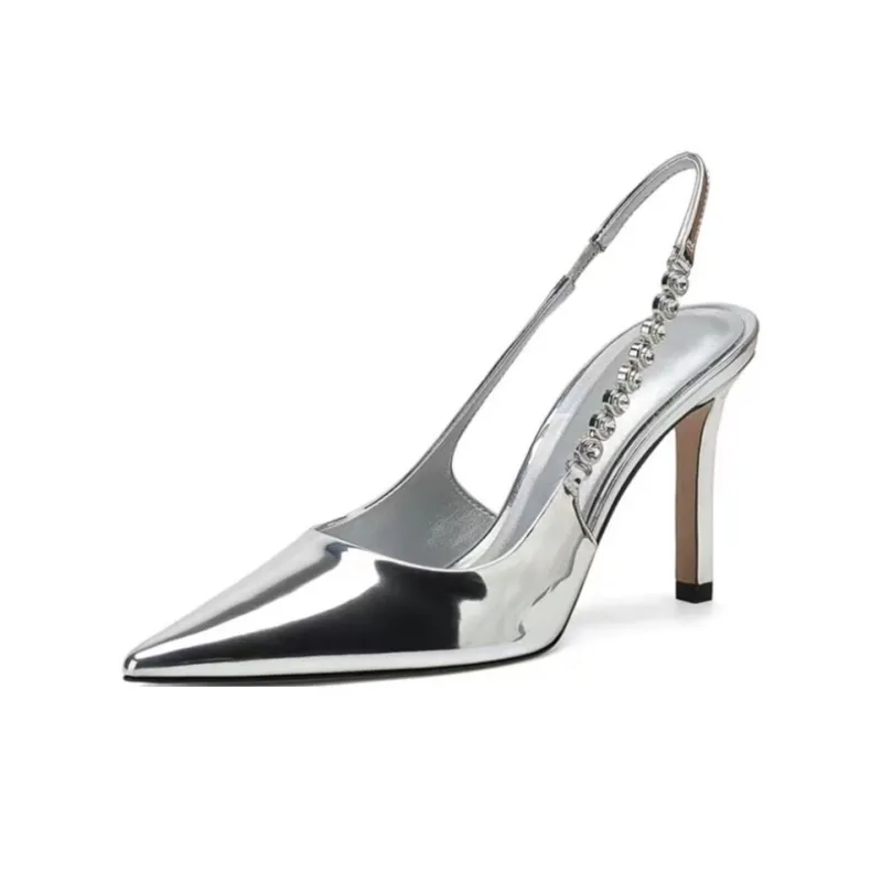 Be Good Slim Heel High Heels 7cm Women's Silver Gift Box Set-4