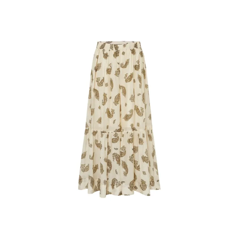 MOCO Casual Long Skirt Women's Apricot Base Paisley Pattern-0