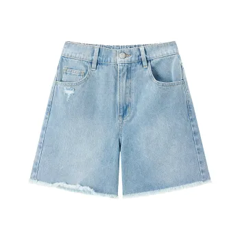 LEDIN Denim Shorts Women's Denim Light Blue In Stock