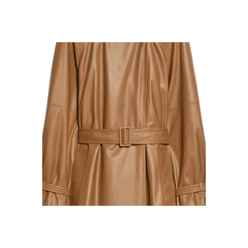 MaxMara Ande Collection Trench Coat In Matte Nappa Trench Coat Women's Brown-4