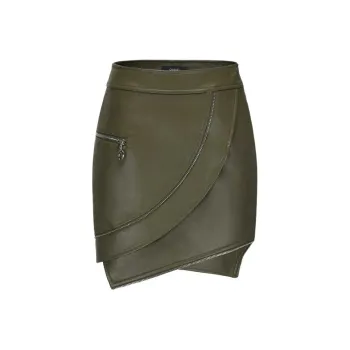 GIMING Leather Short Skirts Women's Green