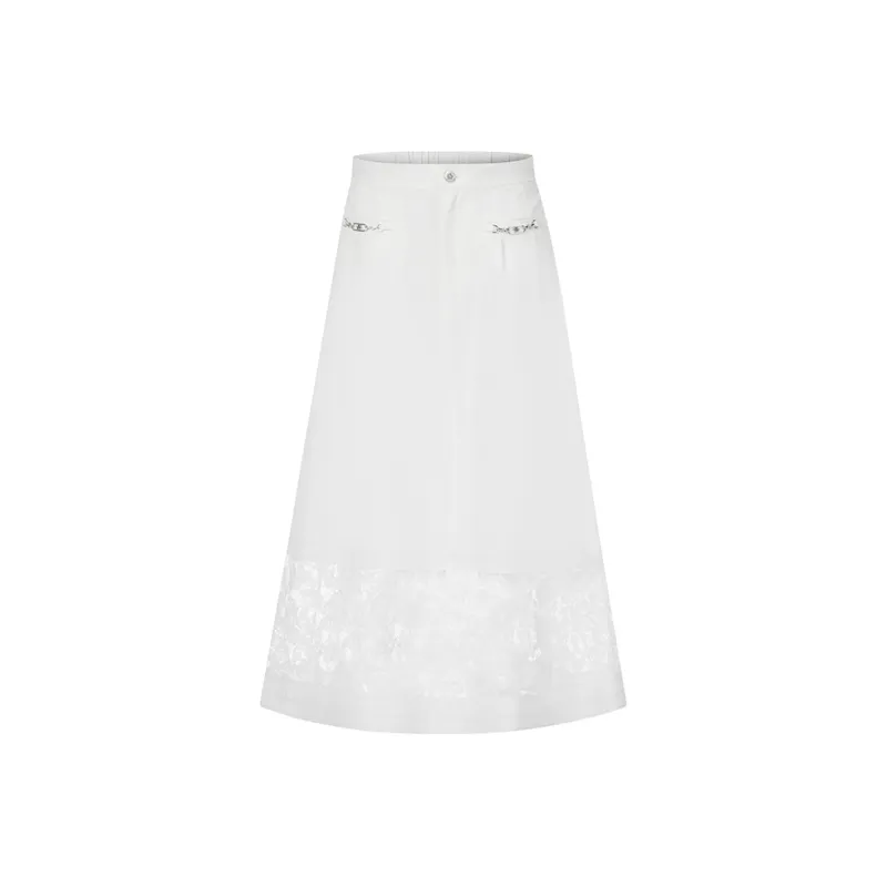 RARE Casual Long Skirts Women's White-0