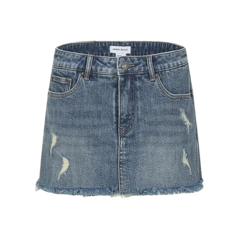 URBAN REVIVO Denim Shorts Women's Light Blue-0