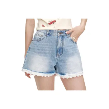 ELF SACK Denim Shorts Women's Lace Denim Blue