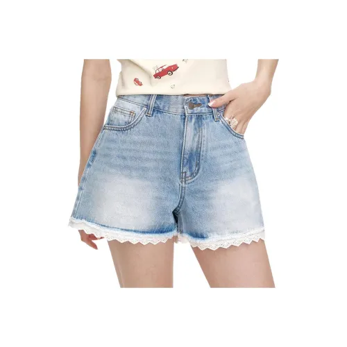 ELF SACK Denim red Women's Lace Denim Blue