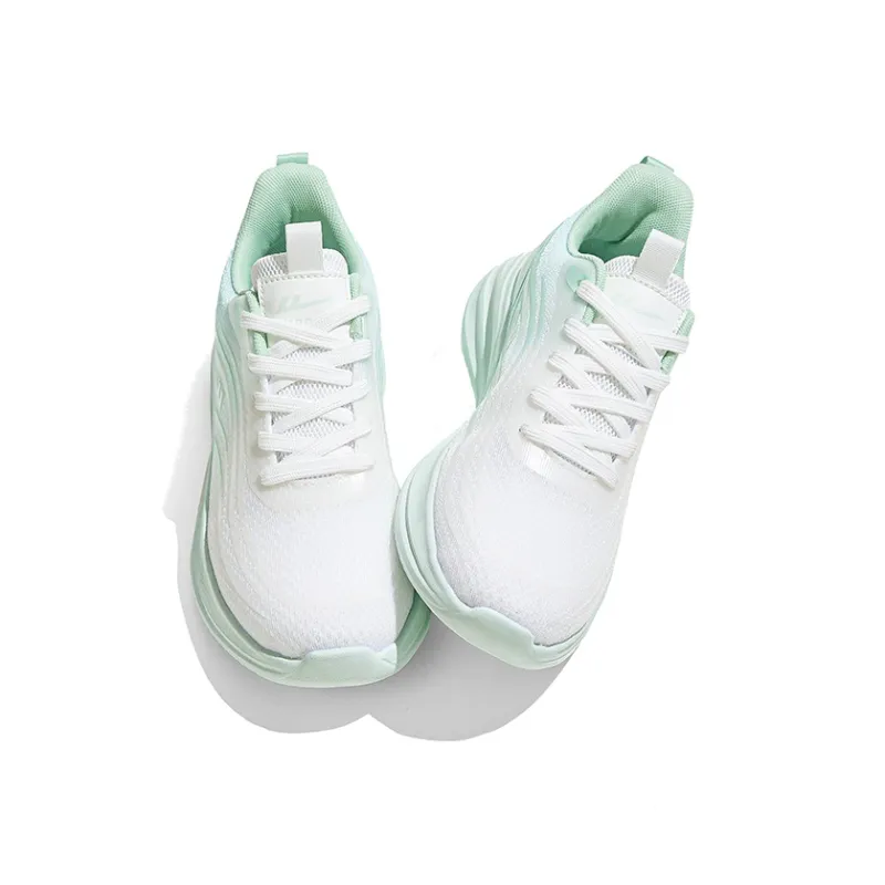 Warrior Rebound Abrasion Resistant Lightweight Breathable Slip Resistant Low Top Running Shoes Women's White Green-2