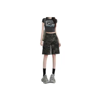 Wen Shan Denim Shorts Women's Army Green