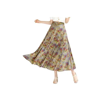 YIRANCHUN Casual Long Skirt Women's Monet Garden Multicolor Flower