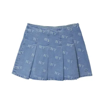 MLB New York Yankees Old Flower Denim Short Skirts Women's Light Blue