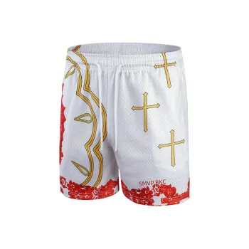 BKCXZICE Sports Shorts Unisex White Red
