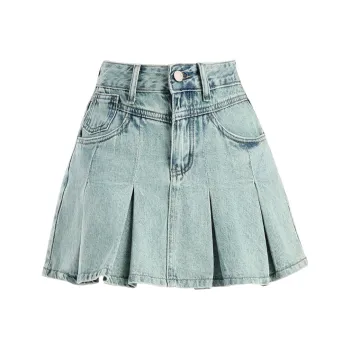 MM Denim Short Skirts Women's Light Blue