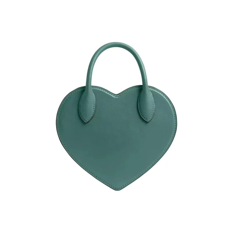 COACH Leather Heart Shaped Bag, One Shoulder Handbag Trumpets Women's Green-2