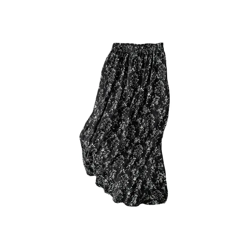 Cypress House Casual Long Skirt Women's Black Floral-0