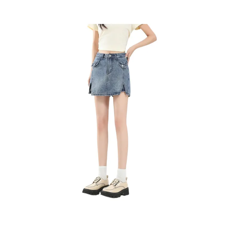 FAWENXIANGZI Denim Short Skirts Women's-0