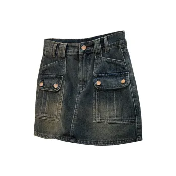 Cypress House Denim Short Skirts Women's Vintage Dark Blue