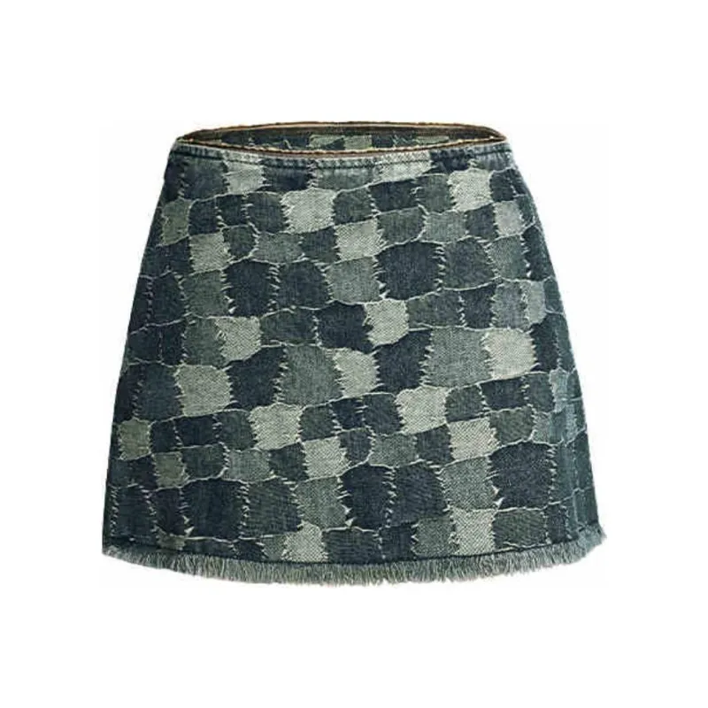 DeleteEX Denim Short Skirts Women's Dark Blue-0