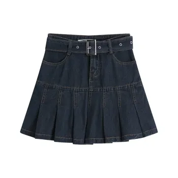 PAIN OR PLEASURE Denim Short Skirts Women's Blue