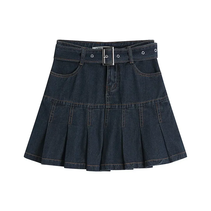PAIN OR PLEASURE Denim Short Skirts Women's Blue-0
