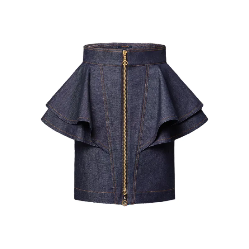 LOUIS VUITTON Denim Flounce Skirt-0