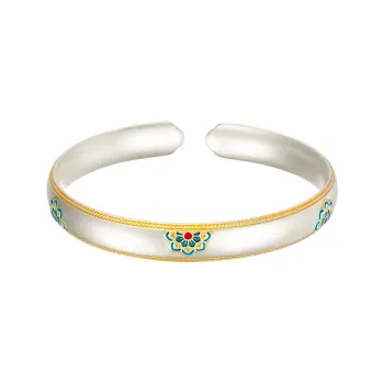 YINZHIXING 999 Fine Silver Bangles Women's