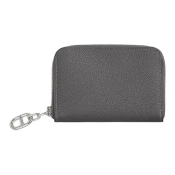 HERMES ZipengoChaine D'Ancre Evercolor Calfskin Card Holder Unisex 85 Ardoise Slate Gray