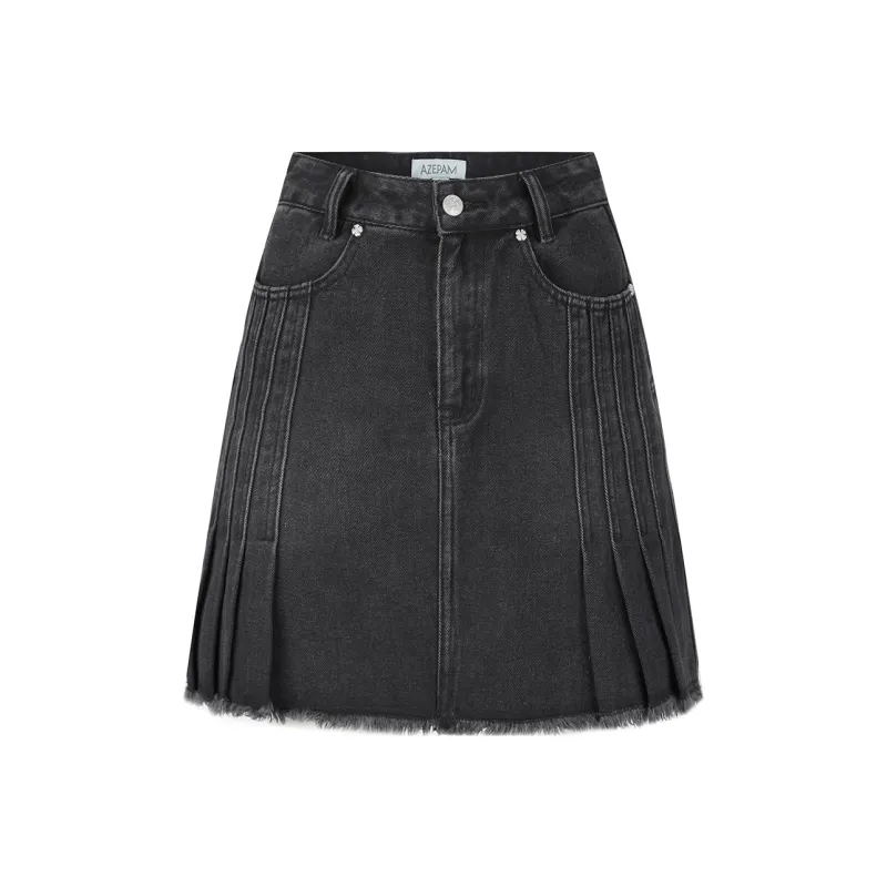 AZEPAM Denim Short Skirts Women's Black-0