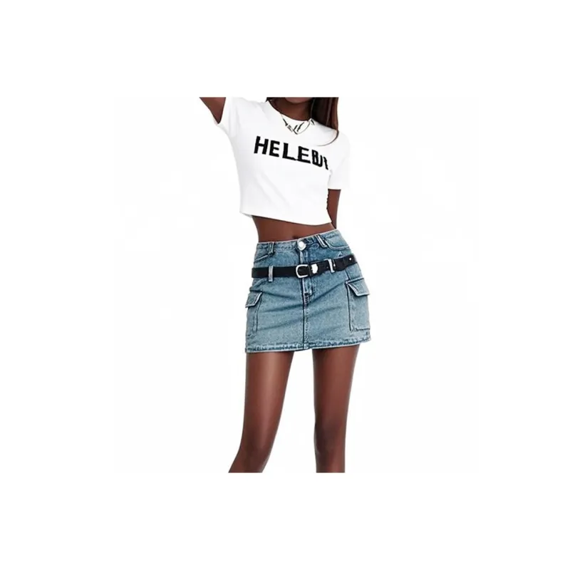HELEH Denim Short Skirts Women's Nostalgic Blue-0
