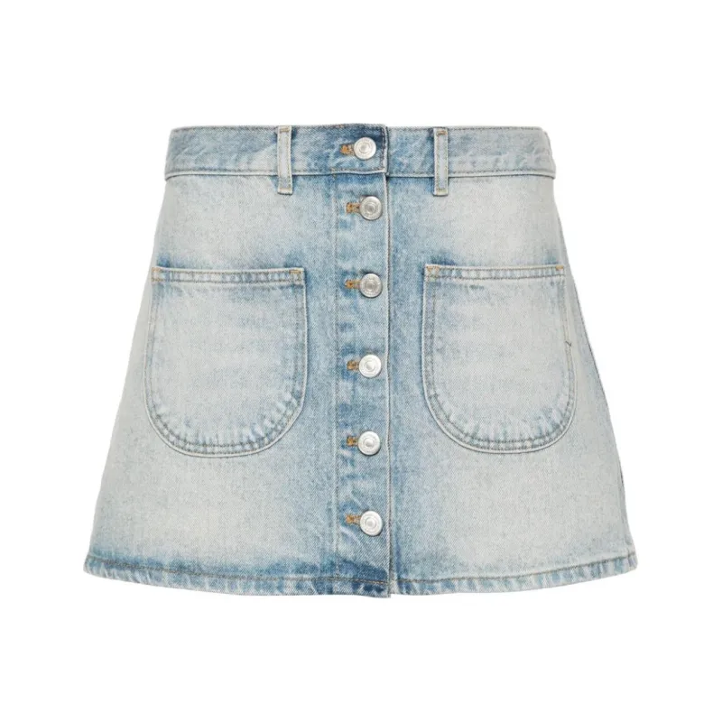 COURREGES Multiflex Denim Mini Skirt 'Light Blue Wash'-0