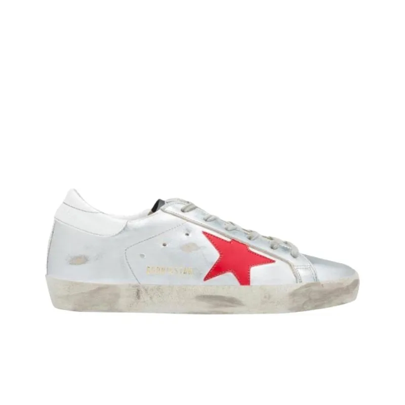 Golden Goose Super Star Low Top Skateboard Shoes Women's Silver-1