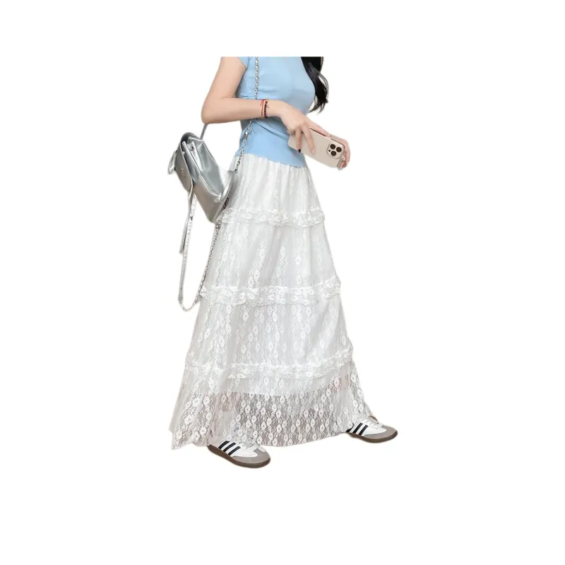 Ya Sheep People Casual Long Skirt Women's White-5
