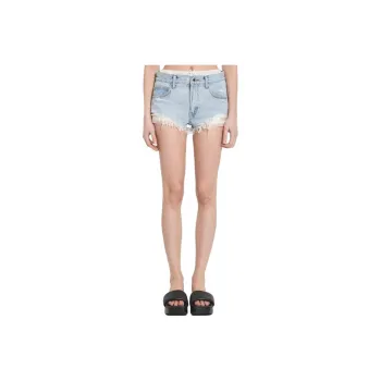 Alexander Wang Pre Styled Cutoff Short W/ Silk Boxer Worn Indigo
