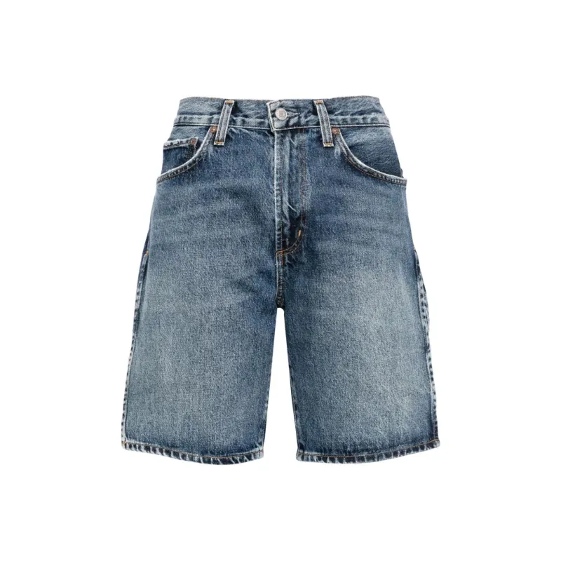 AGOLDE Vida Cotton Denim Shorts-0